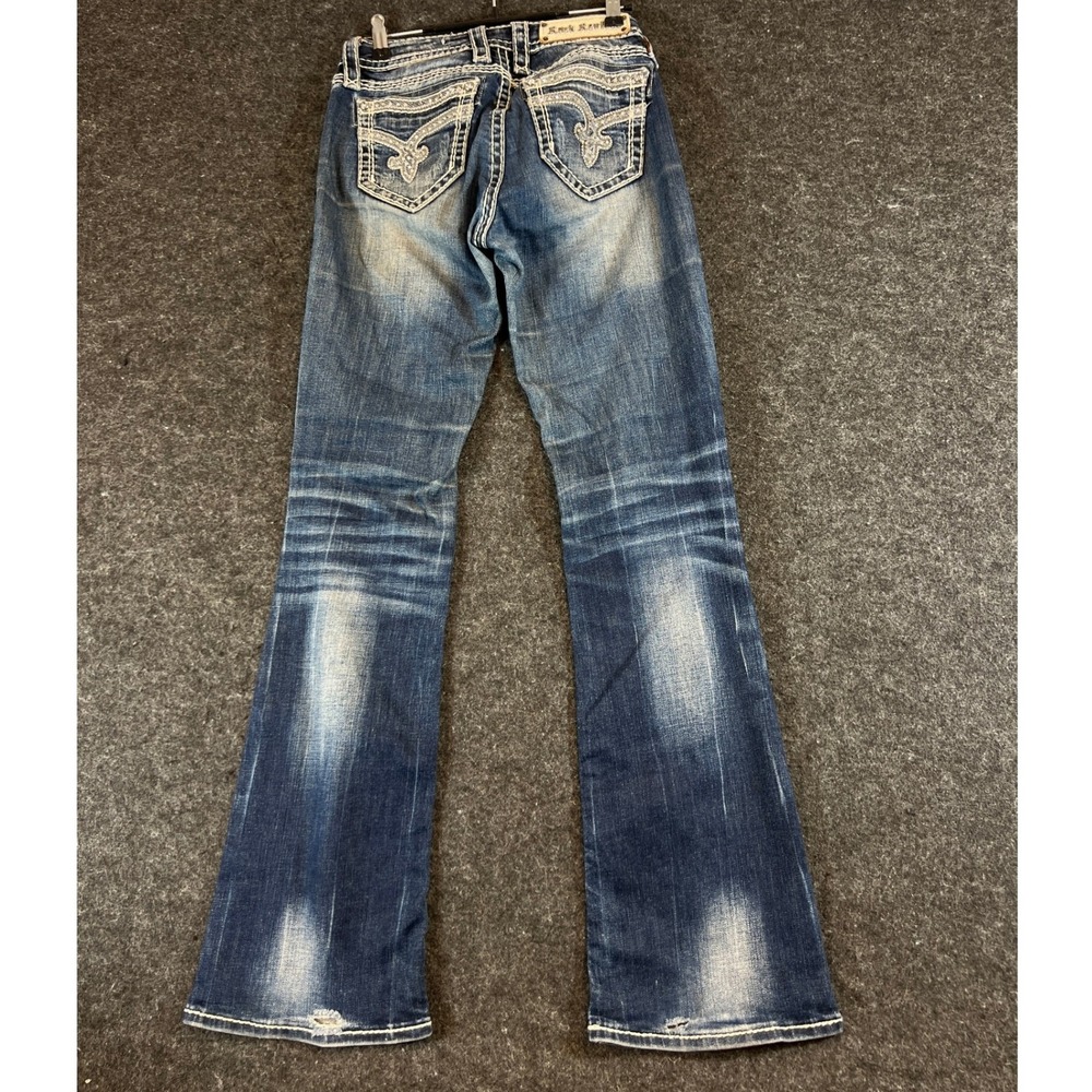 Rock Revival Sherry Bootcut Jeans Womens Size 27 Rhinestone Embellished Low Rise